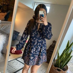 Navy print dress